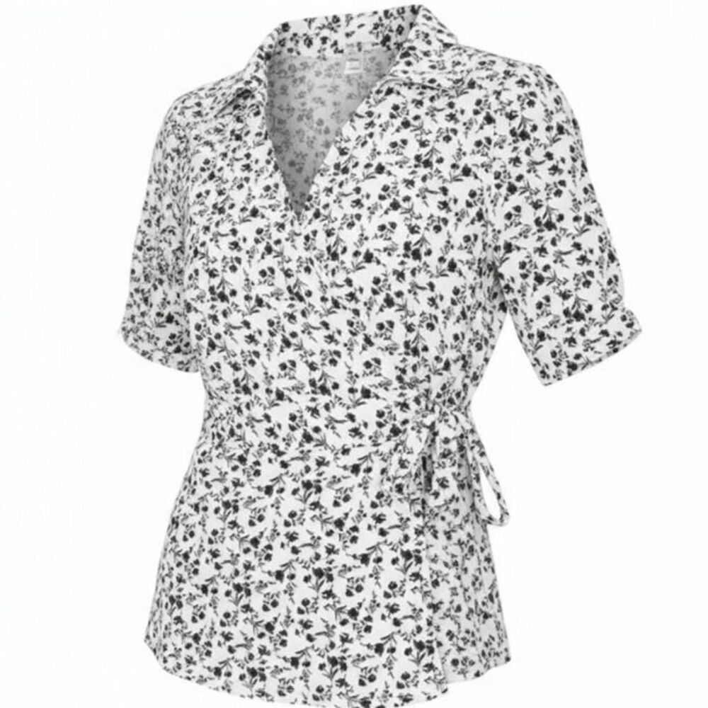 WHITE FLORAL WRAP TOP
